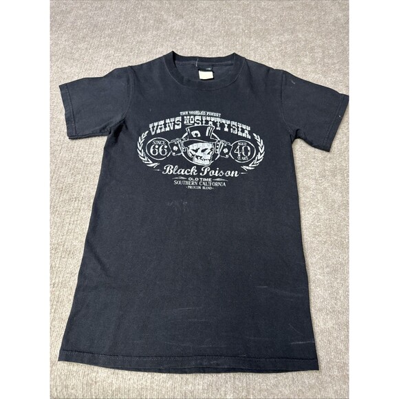 Vans Men Shirt Sm Black Skull Poison‎ Skater Graphic Short Sleeve Logo SoCal Big - Picture 1 of 8